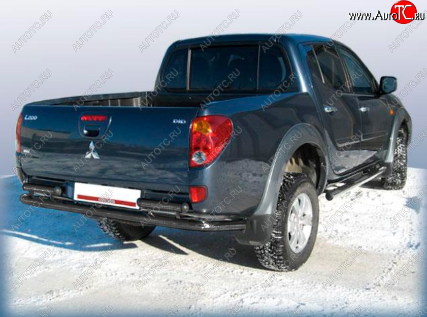 10 299 р. Защита заднего бампера Slitkoff (Ø 57 мм) Mitsubishi L200 4  дорестайлинг (2006-2014) (Сталь с полимерным покрытием. Цвет: черный)  с доставкой в г. Пермь