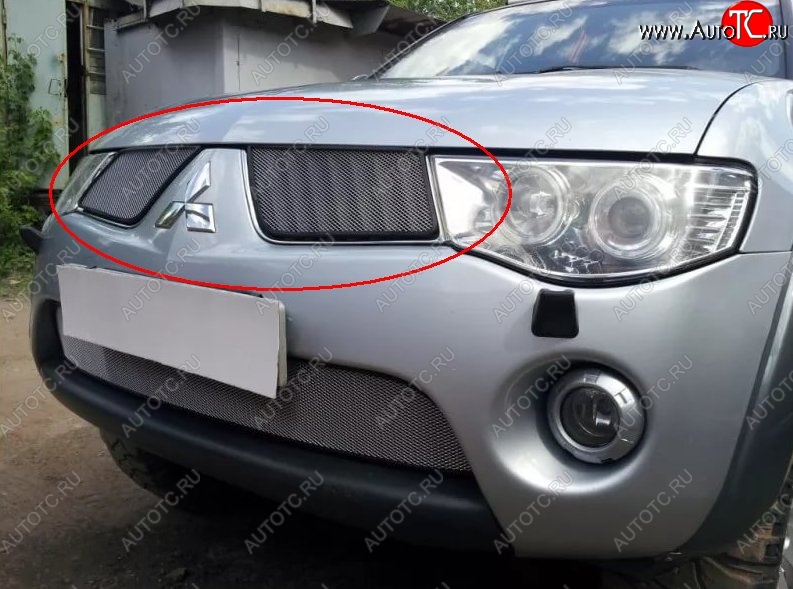 3 279 р. Защитная решётка в воздуховод автомобиля Russtal (хром) Mitsubishi L200 4  дорестайлинг (2006-2014)  с доставкой в г. Пермь