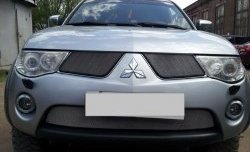 1 539 р. Нижняя сетка на бампер Russtal (хром) Mitsubishi Pajero Sport PB дорестайлинг (2008-2013)  с доставкой в г. Пермь. Увеличить фотографию 2