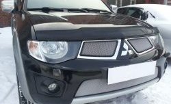 1 539 р. Нижняя сетка на бампер Russtal (хром) Mitsubishi Pajero Sport PB дорестайлинг (2008-2013)  с доставкой в г. Пермь. Увеличить фотографию 3