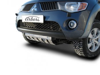6 389 р. Защита переднего бампера TRITON Arbori (декоративно-силовая с защитой картера).  Mitsubishi L200 ( 4,  5 KK,KL) (2006-2022)  дорестайлинг, рестайлинг  с доставкой в г. Пермь. Увеличить фотографию 2