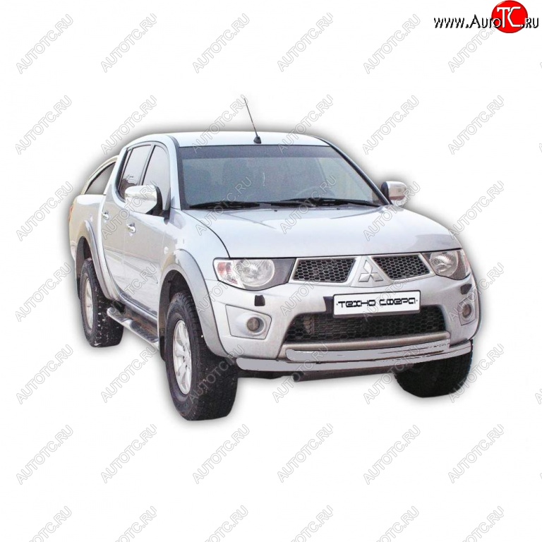11 699 р. Защита переднего бампера ТехноСфера (Техно Сфера)  Mitsubishi L200  4 (2006-2014)  дорестайлинг (Серебристый)  с доставкой в г. Пермь