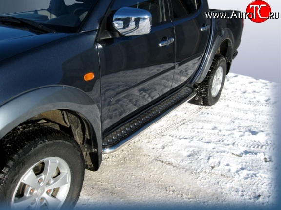 15 349 р. Широкая защита порогов с трубой диаметром 57 мм Slitkoff  Mitsubishi L200 ( 4,  5 KK,KL) (2006-2022)  дорестайлинг, рестайлинг  с доставкой в г. Пермь
