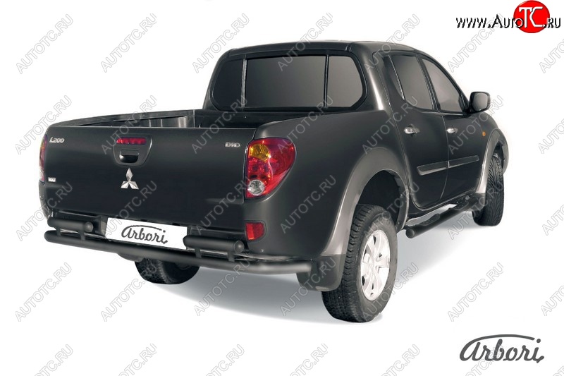 7 703 р. Защита заднего бампера TRITON Arbori (черная, 2 трубы d57 mm). Mitsubishi L200 4  дорестайлинг (2006-2014)  с доставкой в г. Пермь