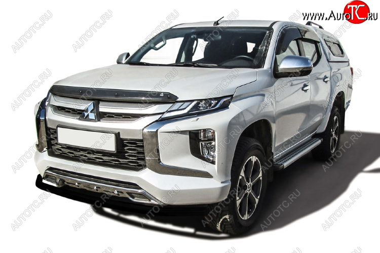 10 399 р. Защита переднего бампера Slitkoff (Ø 57 мм).  Mitsubishi L200  5 KK,KL (2018-2022) рестайлинг (Сталь с полимерным покрытием. Цвет: черный)  с доставкой в г. Пермь