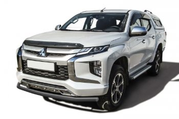 Защита переднего бампера Slitkoff (Ø 57 мм) Mitsubishi L200  5 KK,KL (2018-2022) рестайлинг (Сталь с полимерным покрытием. Цвет: серебристый)