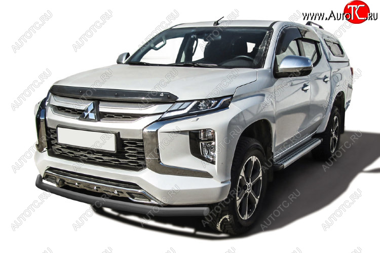 10 399 р. Защита переднего бампера Slitkoff (Ø 57 мм)  Mitsubishi L200  5 KK,KL (2018-2022) рестайлинг (Сталь с полимерным покрытием. Цвет: серебристый)  с доставкой в г. Пермь