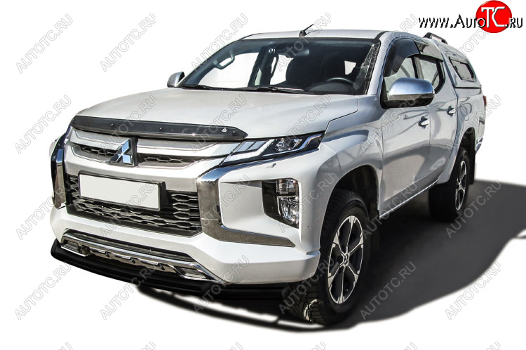 12 549 р. Защита переднего бампера Slitkoff (Ø 57+Ø 42, двойная)  Mitsubishi L200  5 KK,KL (2018-2022) рестайлинг (Сталь с полимерным покрытием. Цвет: черный)  с доставкой в г. Пермь