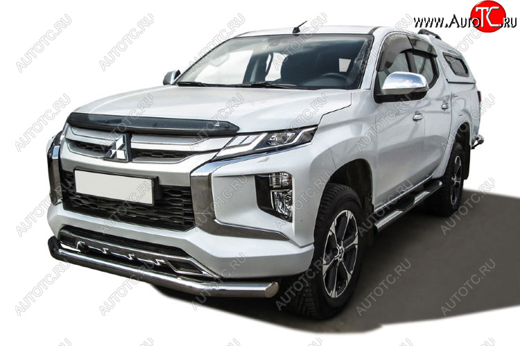 17 399 р. Защита переднего бампера Slitkoff (Ø 76 мм)  Mitsubishi L200  5 KK,KL (2018-2022) рестайлинг (Нержавеющая сталь)  с доставкой в г. Пермь