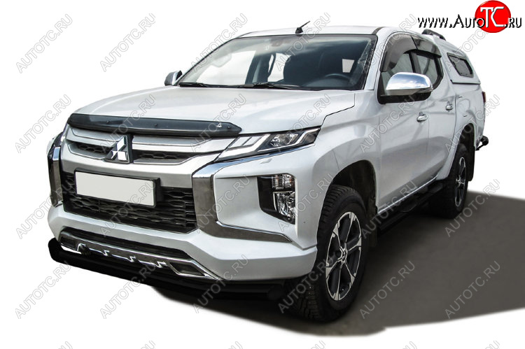 11 999 р. Защита переднего бампера Slitkoff (Ø 76 мм)  Mitsubishi L200  5 KK,KL (2018-2022) рестайлинг (Сталь с полимерным покрытием. Цвет: черный)  с доставкой в г. Пермь