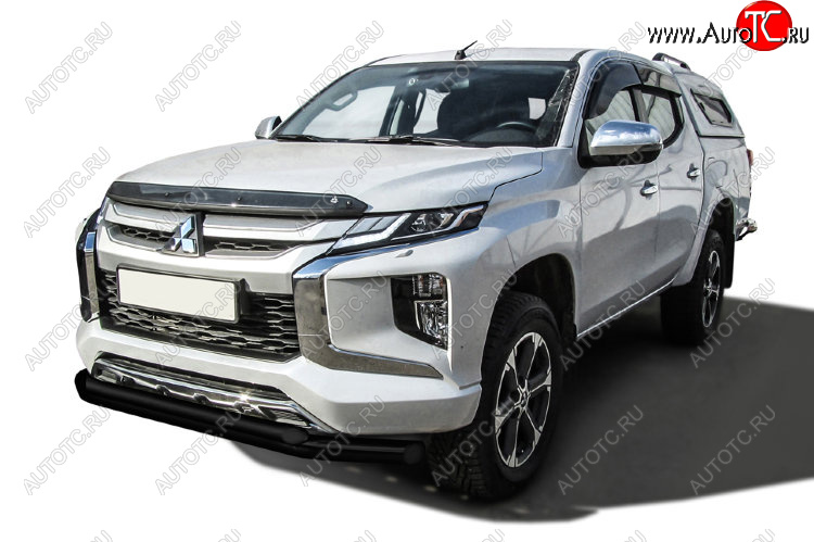 14 949 р. Защита переднего бампера Slitkoff (Ø 76+Ø 57 двойная)  Mitsubishi L200  5 KK,KL (2018-2022) рестайлинг (Сталь с полимерным покрытием. Цвет: черный)  с доставкой в г. Пермь