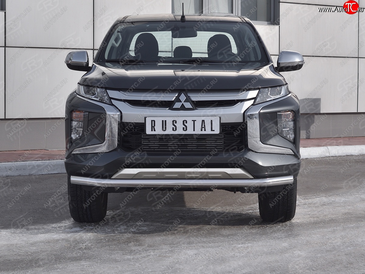 18 599 р. Защита переднего бампера (Ø 63 мм, нержавейка) SLITKOFF  Mitsubishi L200  5 KK,KL (2018-2022) рестайлинг  с доставкой в г. Пермь