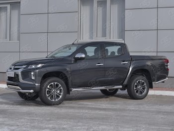 18 599 р. Защита переднего бампера (Ø 63 мм, нержавейка) SLITKOFF  Mitsubishi L200  5 KK,KL (2018-2022) рестайлинг  с доставкой в г. Пермь. Увеличить фотографию 3
