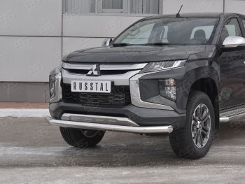 19 999 р. Защита переднего бампера (Ø 76 мм, нержавейка) SLITKOFF  Mitsubishi L200  5 KK,KL (2018-2022) рестайлинг  с доставкой в г. Пермь. Увеличить фотографию 2