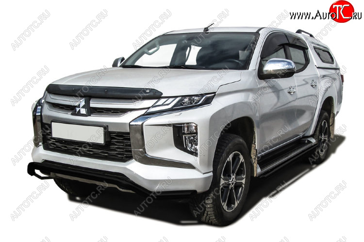 10 999 р. Защита переднего бампера Slitkoff (Ø 57 мм, волна).  Mitsubishi L200  5 KK,KL (2018-2022) рестайлинг (Сталь с полимерным покрытием. Цвет: черный)  с доставкой в г. Пермь