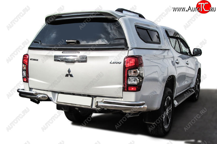 16 999 р. Защита заднего бампера Slitkoff (Ø 76+Ø 42, без бампера)  Mitsubishi L200  5 KK,KL (2018-2022) рестайлинг (Нержавеющая сталь)  с доставкой в г. Пермь