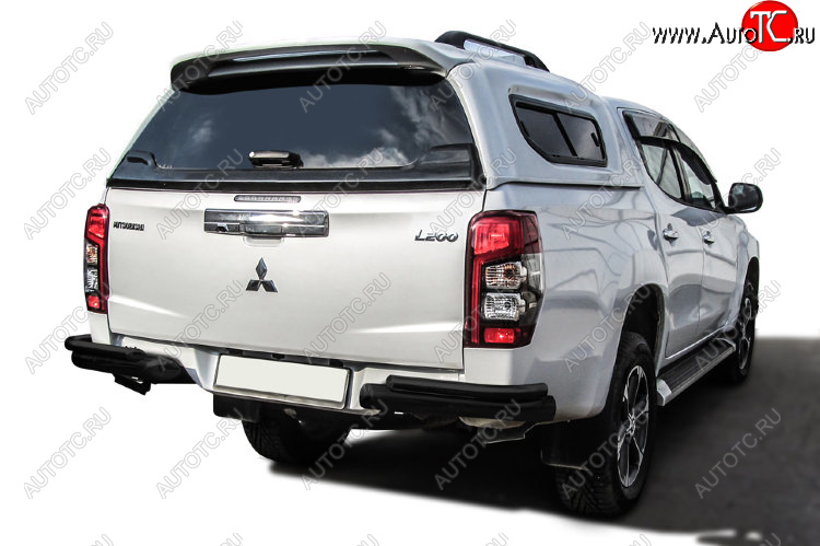 11 999 р. Защита заднего бампера Slitkoff (Ø 76+Ø 42, без бампера)  Mitsubishi L200  5 KK,KL (2018-2022) рестайлинг (Сталь с полимерным покрытием. Цвет: черный)  с доставкой в г. Пермь