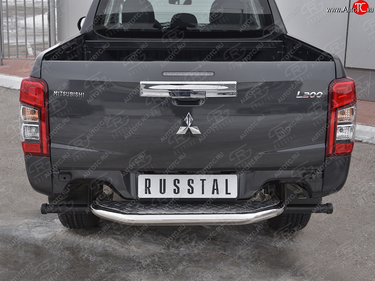 27 799 р. Защита заднего бампера (Ø63 мм, нержавейка) SLITKOFF  Mitsubishi L200  5 KK,KL (2018-2022) рестайлинг  с доставкой в г. Пермь