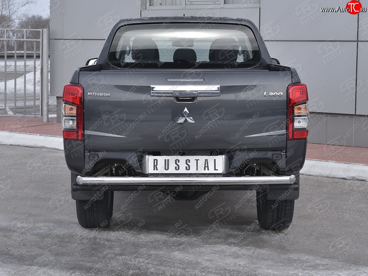 19 999 р. Защита заднего бампера (Ø63 мм, нержавейка) RUSSTAL  Mitsubishi L200  5 KK,KL (2018-2022) рестайлинг  с доставкой в г. Пермь