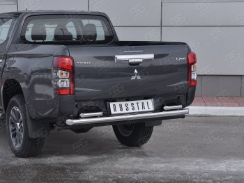 24 549 р. Защита заднего бампера (2 трубы Ø63 и 42 мм , нержавейка) RUSSTAL  Mitsubishi L200  5 KK,KL (2018-2022) рестайлинг  с доставкой в г. Пермь. Увеличить фотографию 2