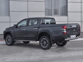 24 549 р. Защита заднего бампера (2 трубы Ø63 и 42 мм , нержавейка) RUSSTAL  Mitsubishi L200  5 KK,KL (2018-2022) рестайлинг  с доставкой в г. Пермь. Увеличить фотографию 3