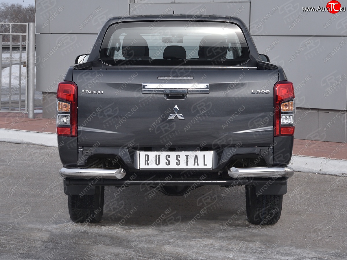 14 999 р. Защита заднего бампера (Ø76 мм уголки, нержавейка) SLITKOFF  Mitsubishi L200  5 KK,KL (2018-2022) рестайлинг  с доставкой в г. Пермь
