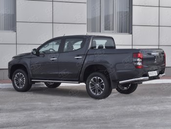 14 999 р. Защита заднего бампера (Ø76 мм уголки, нержавейка) SLITKOFF  Mitsubishi L200  5 KK,KL (2018-2022) рестайлинг  с доставкой в г. Пермь. Увеличить фотографию 2