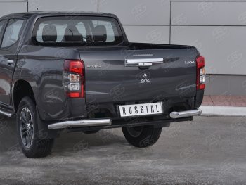 14 999 р. Защита заднего бампера (Ø76 мм уголки, нержавейка) SLITKOFF  Mitsubishi L200  5 KK,KL (2018-2022) рестайлинг  с доставкой в г. Пермь. Увеличить фотографию 3