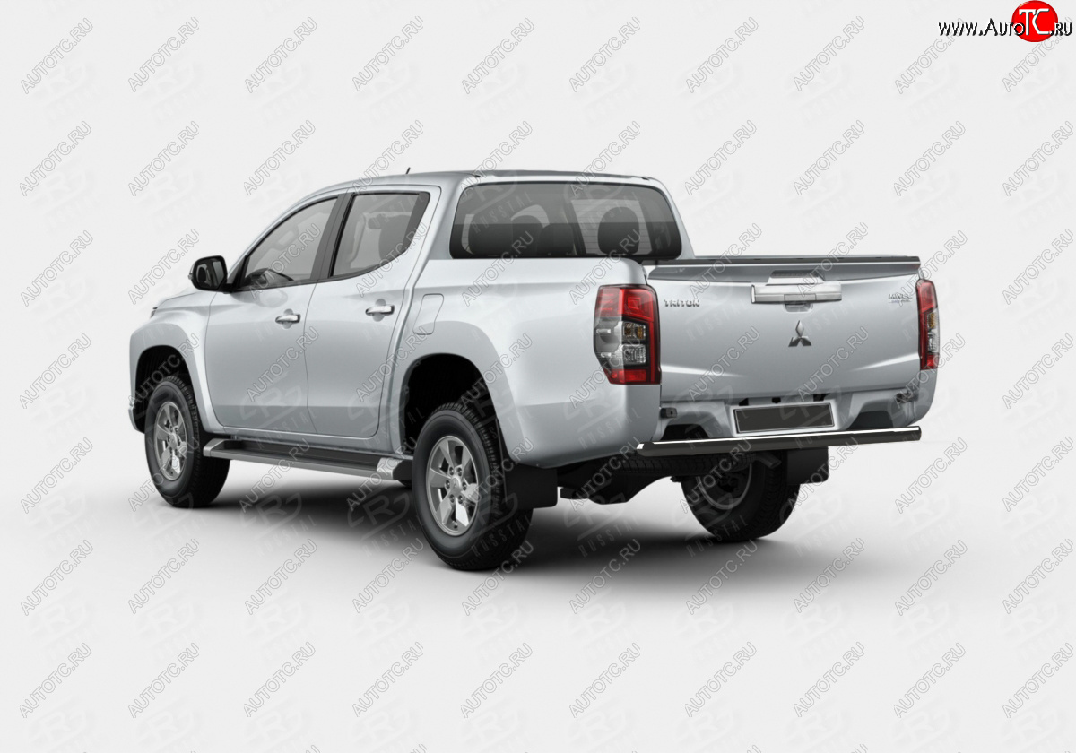 12 949 р. Защита заднего бампера (Ø57 мм) SLITKOFF  Mitsubishi L200  5 KK,KL (2018-2022) рестайлинг (нержавейка с полимерным покрытием, черный)  с доставкой в г. Пермь