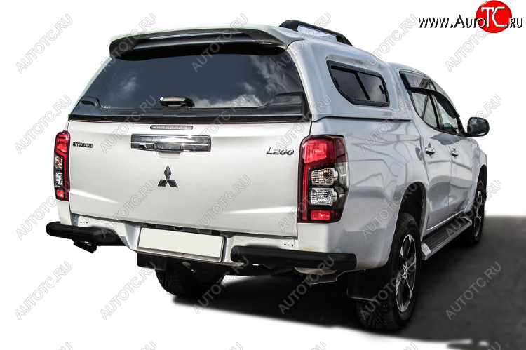 9 999 р. Защита заднего бампера Slitkoff (Ø 76 мм, без бампера)  Mitsubishi L200  5 KK,KL (2018-2022) рестайлинг (Сталь с полимерным покрытием. Цвет: черный)  с доставкой в г. Пермь