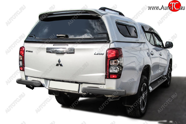 9 999 р. Защита заднего бампера Slitkoff (Ø 76 мм, без бампера)  Mitsubishi L200  5 KK,KL (2018-2022) рестайлинг (Сталь с полимерным покрытием. Цвет: серебристый)  с доставкой в г. Пермь