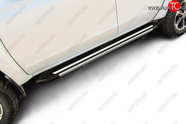 11 299 р. Пороги алюминиевые Slitkoff  Mitsubishi L200  5 KK,KL (2018-2022) рестайлинг (Luxe Black)  с доставкой в г. Пермь