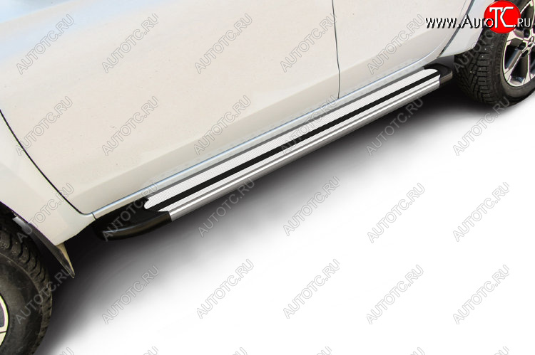 10 699 р. Пороги алюминиевые Slitkoff Mitsubishi L200 5 KK,KL рестайлинг (2018-2022) (Luxe Silver)  с доставкой в г. Пермь