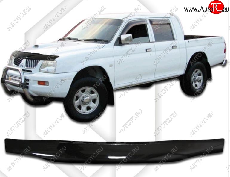 1 899 р. Дефлектор капота CA-Plastic Mitsubishi L200 3 K74T рестайлинг (2005-2006) (Classic черный, Без надписи)  с доставкой в г. Пермь