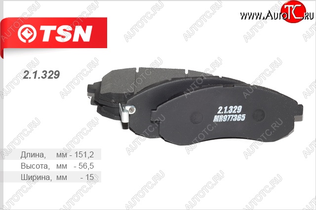 899 р. Комплект передних колодок дисковых тормозов (2.5D) TSN Mitsubishi L200 3 K74T рестайлинг (2005-2006)  с доставкой в г. Пермь