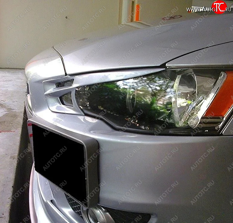 949 р. Реснички на фары KURAJ (Scorpion)  Mitsubishi Lancer  10 CY (2007-2010) седан дорестайлинг, хэтчбэк дорестайлинг (Неокрашенные)  с доставкой в г. Пермь