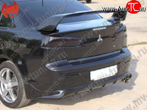 7 499 р. Накладка заднего бампера Zodiak (под одинарный выхлоп) MV-Tuning Mitsubishi Lancer 10 CY седан рестайлинг (2011-2017) (Неокрашенная)  с доставкой в г. Пермь