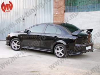 7 499 р. Накладка заднего бампера Zodiak (под одинарный выхлоп) MV-Tuning Mitsubishi Lancer 10 CY седан рестайлинг (2011-2017) (Неокрашенная)  с доставкой в г. Пермь. Увеличить фотографию 2