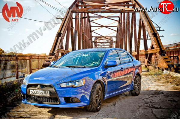 6 599 р. Накладки порогов EVO Mitsubishi Lancer 10 CY седан дорестайлинг (2007-2010) (Неокрашенные)  с доставкой в г. Пермь