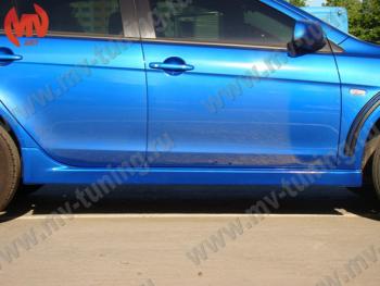 6 599 р. Накладки порогов EVO Mitsubishi Lancer 10 CY седан дорестайлинг (2007-2010) (Неокрашенные)  с доставкой в г. Пермь. Увеличить фотографию 2
