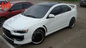 6 599 р. Накладки порогов EVO Mitsubishi Lancer 10 CY седан дорестайлинг (2007-2010) (Неокрашенные)  с доставкой в г. Пермь. Увеличить фотографию 3