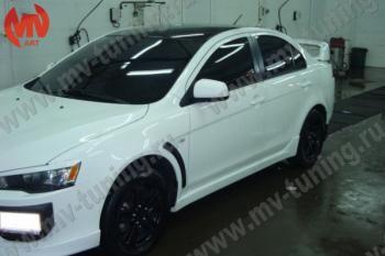 6 599 р. Накладки порогов EVO Mitsubishi Lancer 10 CY седан дорестайлинг (2007-2010) (Неокрашенные)  с доставкой в г. Пермь. Увеличить фотографию 4