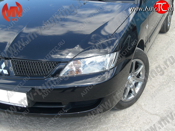 1 149 р. Реснички на фары var №2 (широкие) Mitsubishi Lancer 9 CS седан 2-ой рестайлинг (2005-2009) (Неокрашенные)  с доставкой в г. Пермь