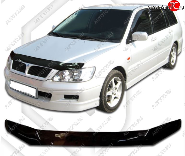 1 899 р. Дефлектор капота CA-Plastic  Mitsubishi Lancer  9 CS (2003-2005) универсал 1-ый рестайлинг (Classic черный, Без надписи)  с доставкой в г. Пермь