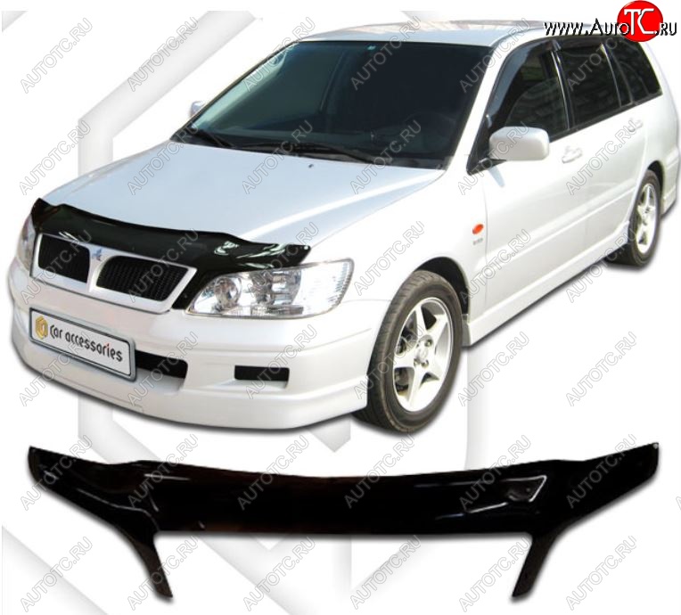 2 399 р. Дефлектор капота CA-Plastiс exclusive Mitsubishi Lancer 9 CS универсал 1-ый рестайлинг (2003-2005) (Classic черный, Без надписи)  с доставкой в г. Пермь