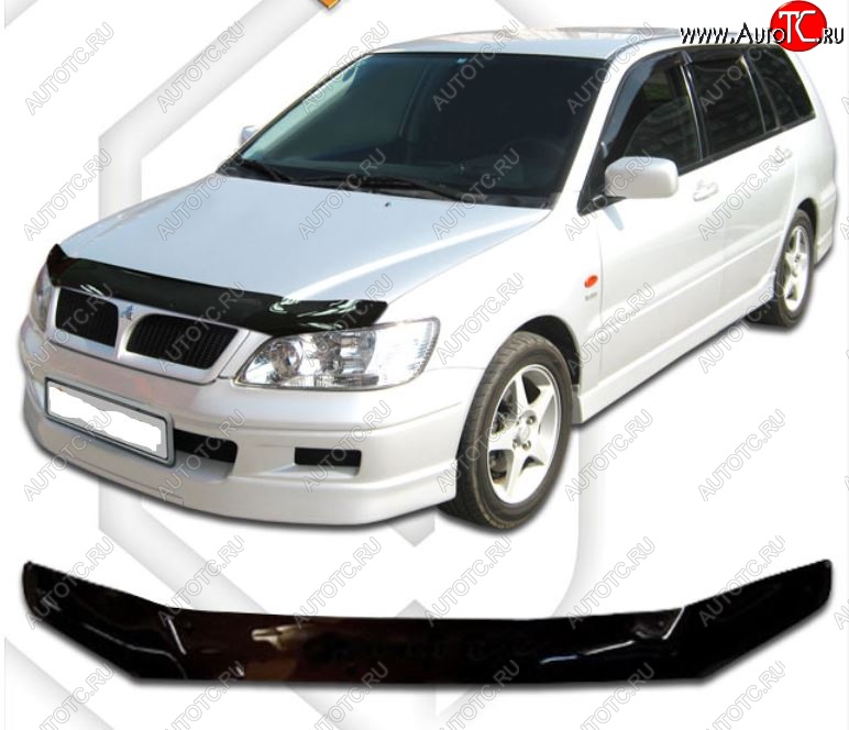 1 899 р. Дефлектор капота CA-Plastic Mitsubishi Lancer Cedia 9 CS универсал (2000-2003) (Classic черный, Без надписи)  с доставкой в г. Пермь