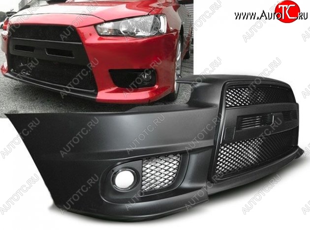 29 399 р. Передний бампер EVO-Style Mitsubishi Lancer 10 CY седан рестайлинг (2011-2017) (Неокрашенный)  с доставкой в г. Пермь
