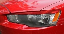 549 р. Реснички на фары RA  Mitsubishi Lancer  10 CY (2007-2017) седан дорестайлинг, хэтчбэк дорестайлинг, седан рестайлинг, хэтчбек 5 дв рестайлинг (Неокрашенные)  с доставкой в г. Пермь. Увеличить фотографию 3