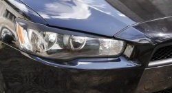 549 р. Реснички на фары RA  Mitsubishi Lancer  10 CY (2007-2017) седан дорестайлинг, хэтчбэк дорестайлинг, седан рестайлинг, хэтчбек 5 дв рестайлинг (Неокрашенные)  с доставкой в г. Пермь. Увеличить фотографию 5