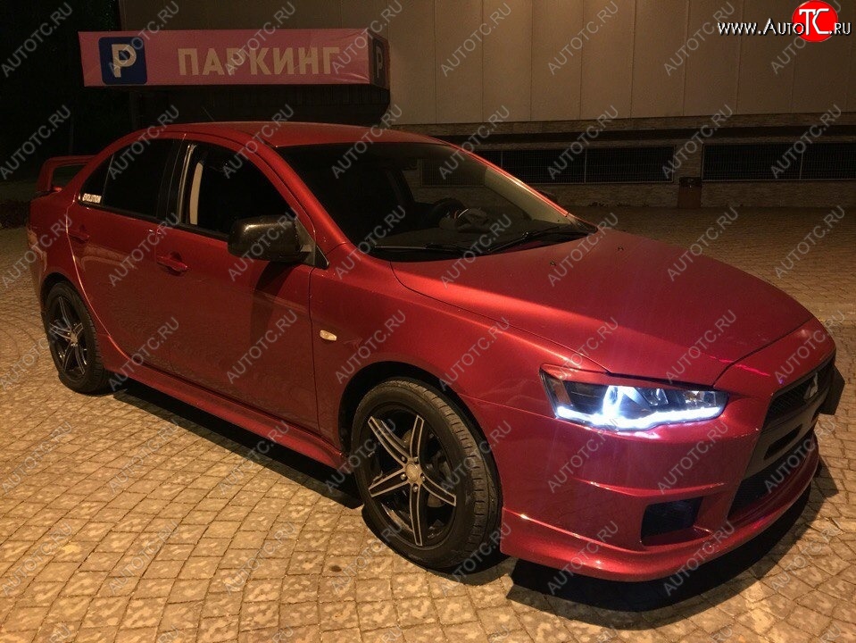 579 р. Реснички на фары Style  Mitsubishi Lancer  10 CY (2007-2017) седан дорестайлинг, хэтчбэк дорестайлинг, седан рестайлинг, хэтчбек 5 дв рестайлинг (Неокрашенные)  с доставкой в г. Пермь